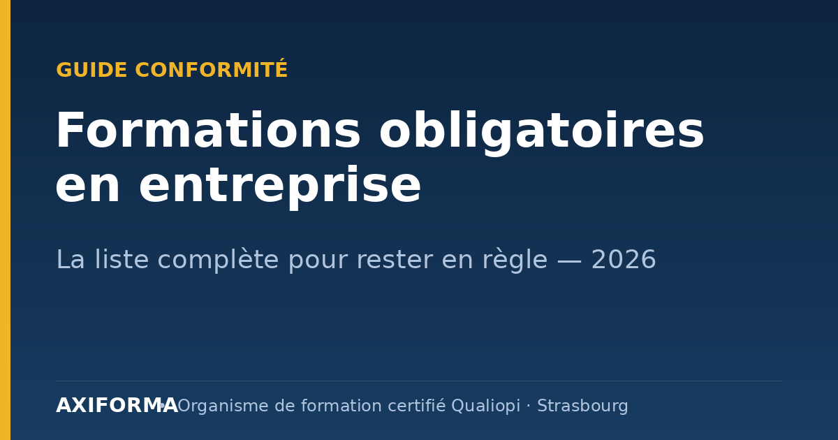 Formations obligatoires en entreprise : guide complet 2026 par Axiforma